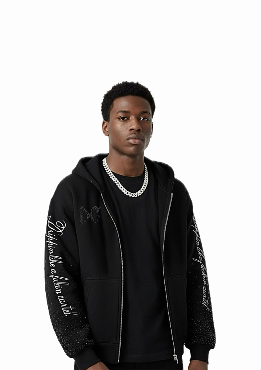 DripCartel Crystal Zip-Up Hoodie